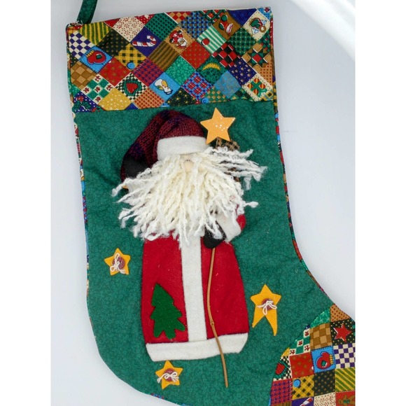 Vintage handmade Santa stocking Quilt - Picture 2 of 4
